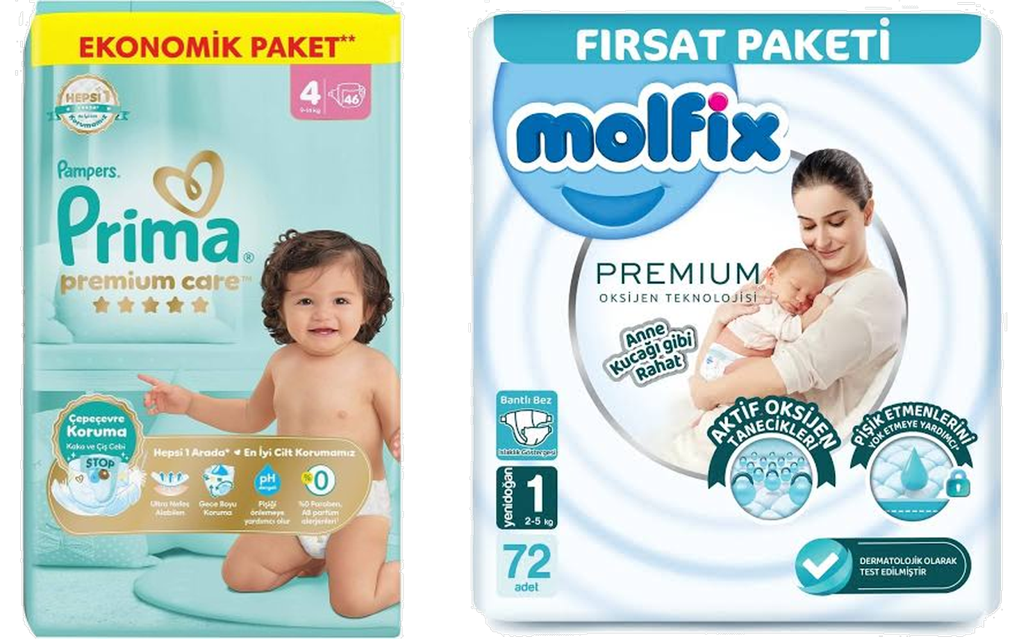 Prima ve Molfix bebek bezi