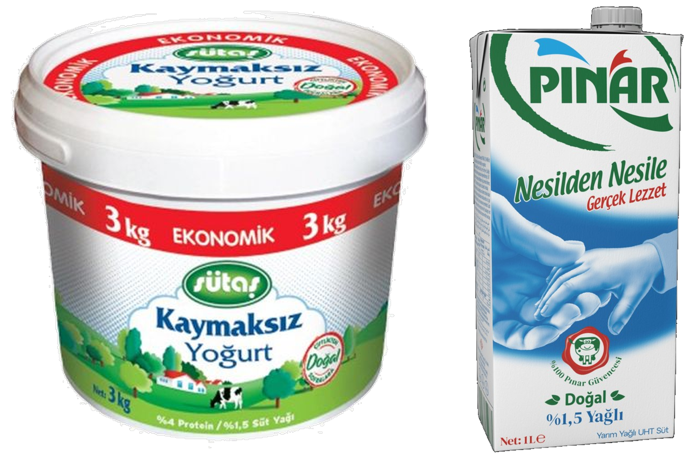 Sütaş yoğurt ve Pınar süt